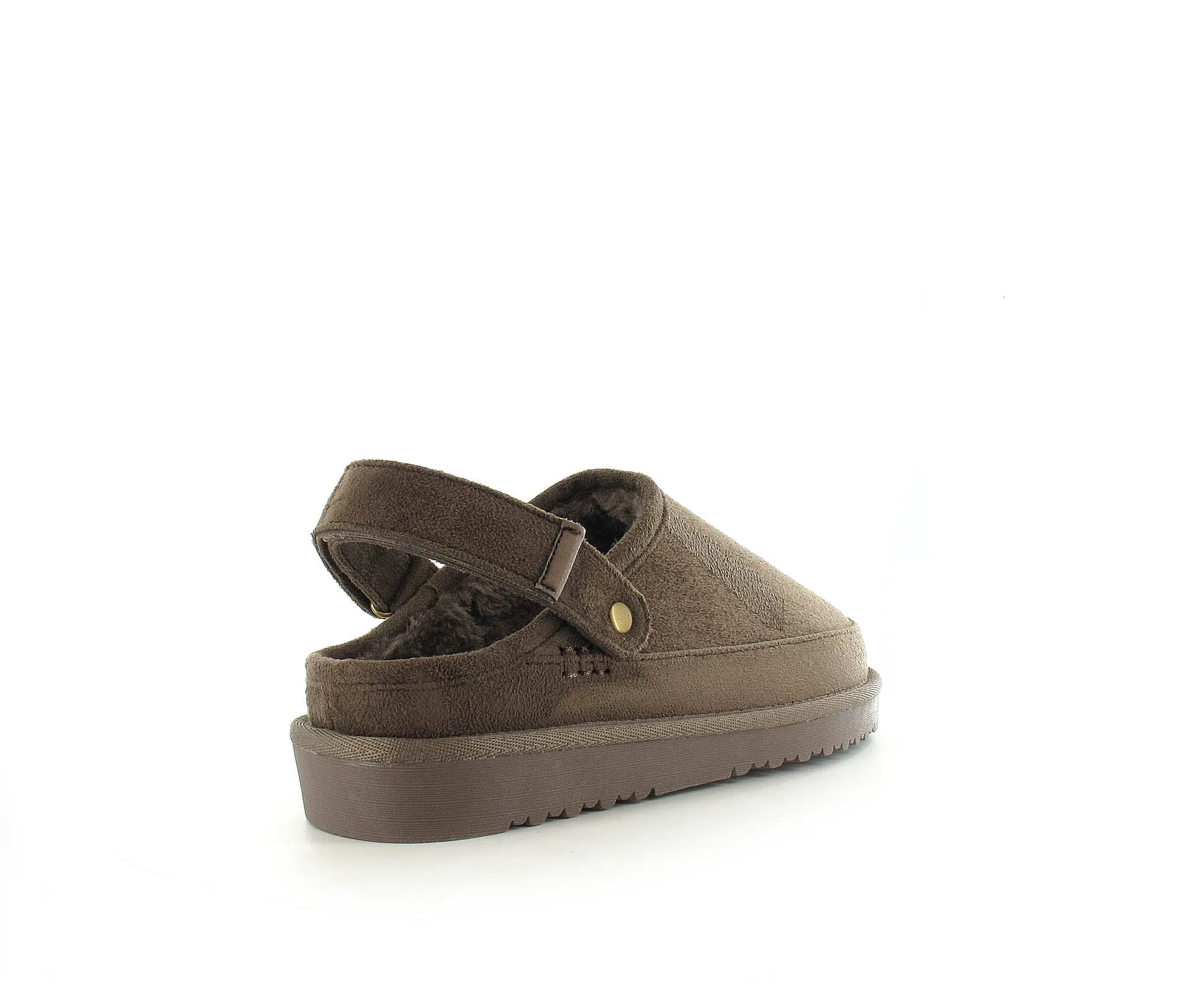 Ruby: Memory Foam Ankle Strap Faux Fur Slippers - Mocca