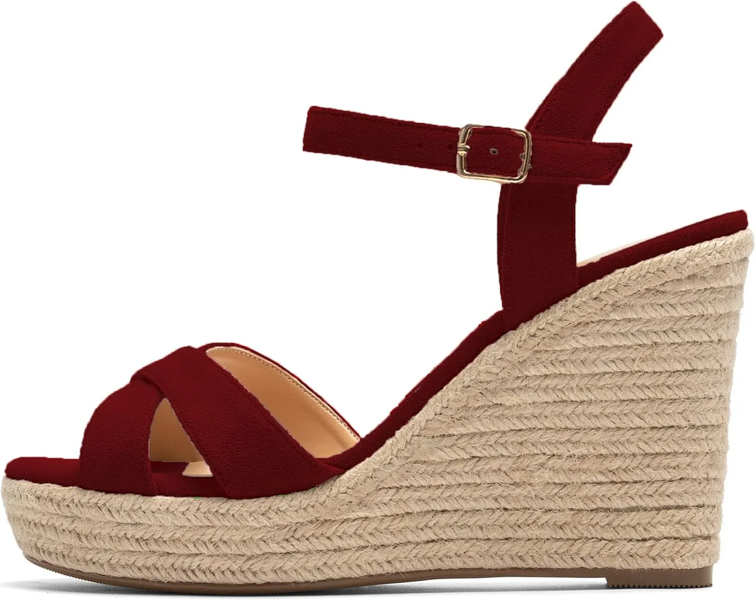 SAMMITOP Women's Open Toe Ankle Strap Sandals Espadrille Casual Wedge Sandals Fashion Beach Sandal Shoes