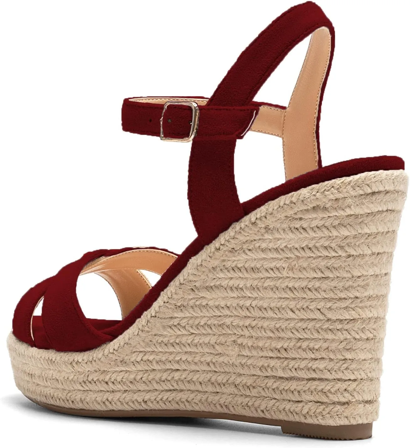 SAMMITOP Women's Open Toe Ankle Strap Sandals Espadrille Casual Wedge Sandals Fashion Beach Sandal Shoes