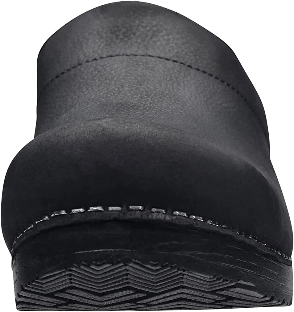 Sanita Karl Textured Oiled Leather Professional Clogs for Men - Arch Support, Durable, Open-Back, APMA Approved Slip-On Shoes