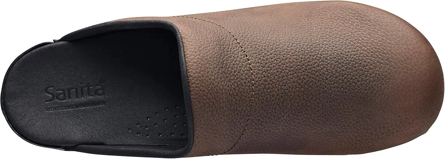 Sanita Karl Textured Oiled Leather Professional Clogs for Men - Arch Support, Durable, Open-Back, APMA Approved Slip-On Shoes