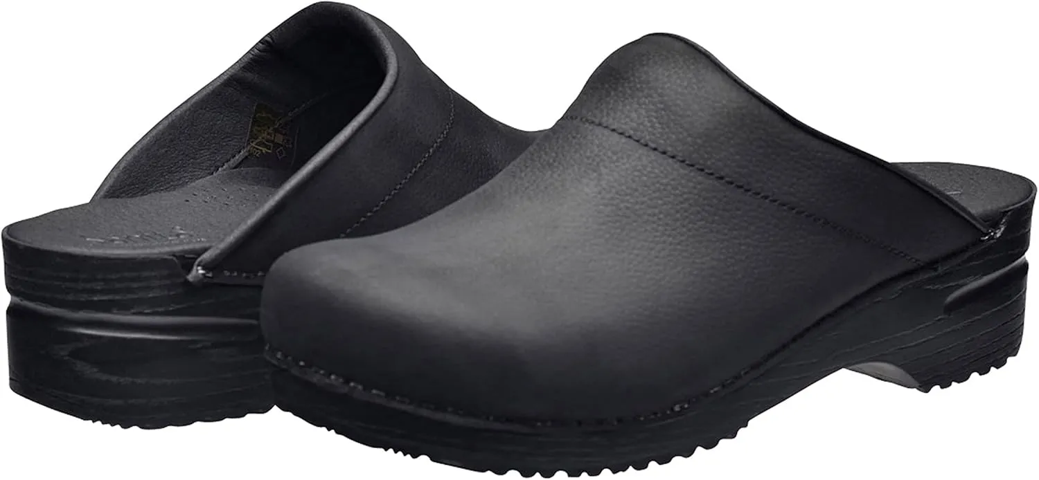 Sanita Karl Textured Oiled Leather Professional Clogs for Men - Arch Support, Durable, Open-Back, APMA Approved Slip-On Shoes