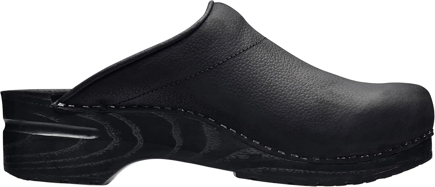 Sanita Karl Textured Oiled Leather Professional Clogs for Men - Arch Support, Durable, Open-Back, APMA Approved Slip-On Shoes