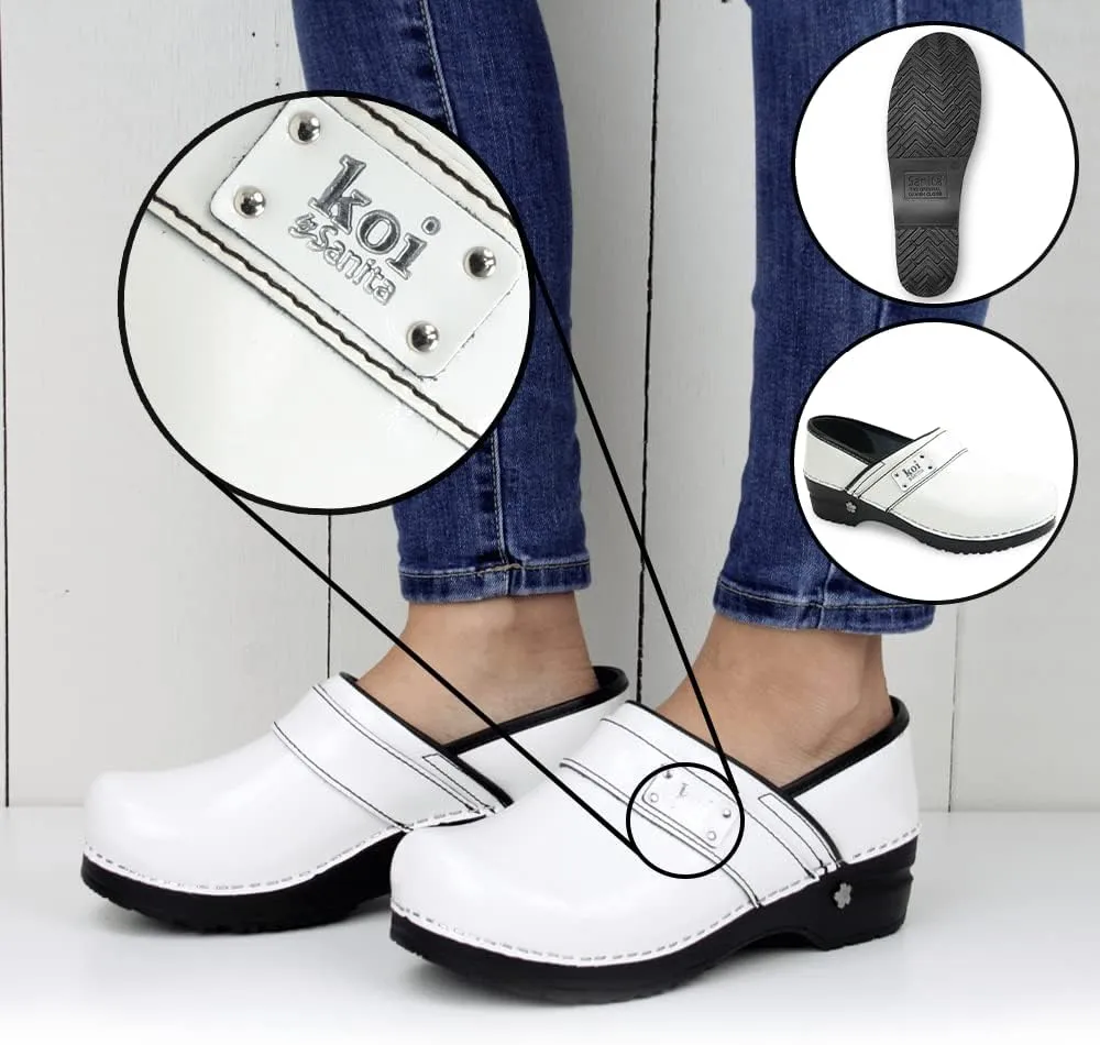 Sanita Lindsey Patent Leather Clogs for Women - Arch Support, Durable, APMA-Approved Slip-On Shoes
