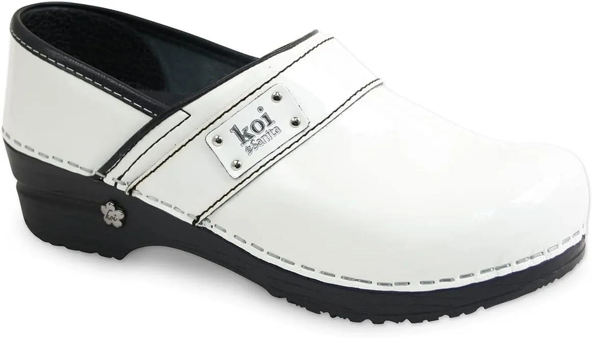 Sanita Lindsey Patent Leather Clogs for Women - Arch Support, Durable, APMA-Approved Slip-On Shoes