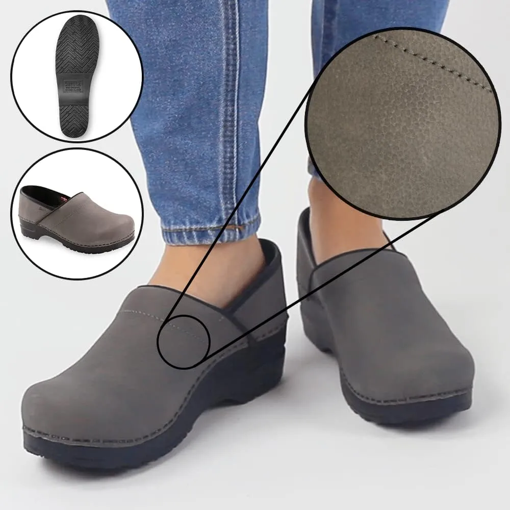 Sanita Pro Textured Oiled Professional Clogs for Women - Arch Support, Durable, Closed-Back Slip-On Shoes