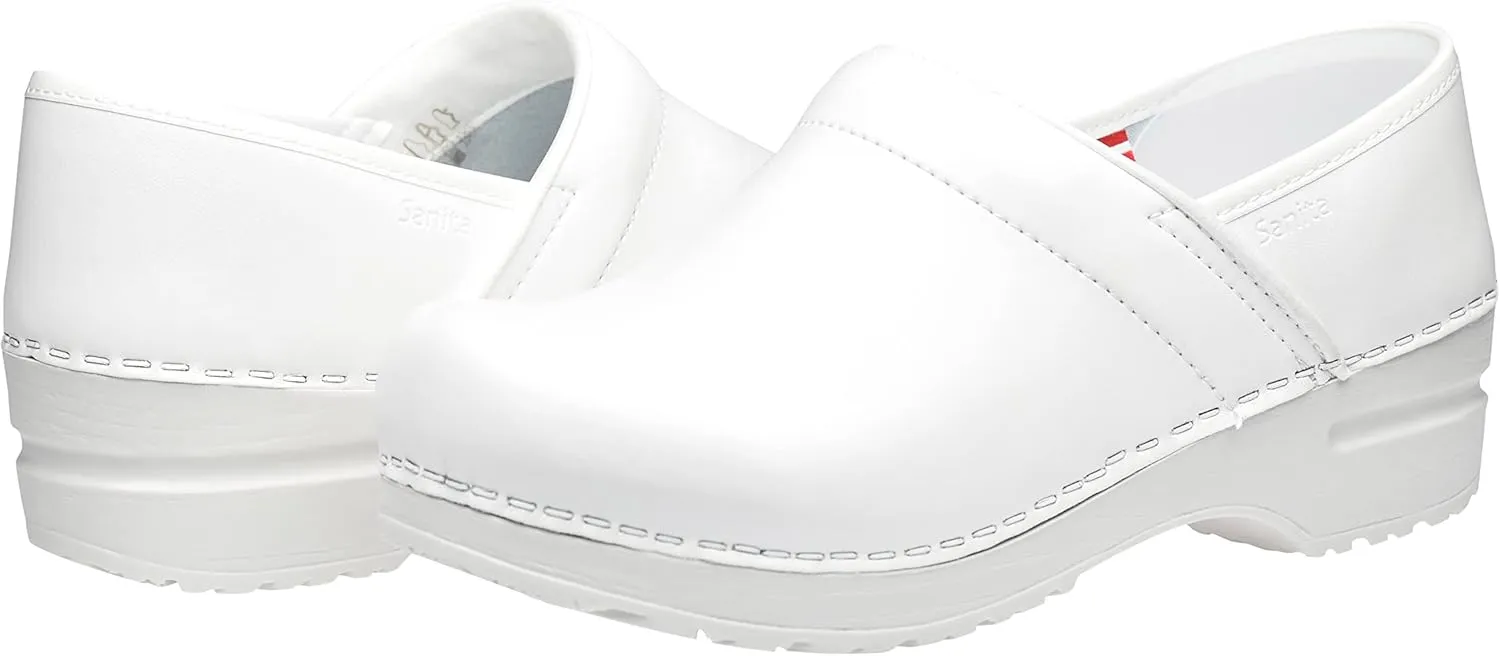 Sanita PU-Coated Leather Clogs for Women - Arch Support, Durable, Closed-Back, APMA-Approved Slip-On Shoes