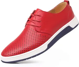 Santimon Men's Oxfords Shoes Casual Lace Up Breathable Formal Dress Mens Slip On Sneakers