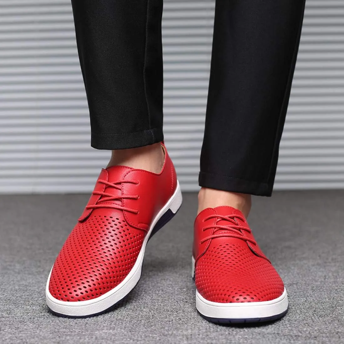 Santimon Men's Oxfords Shoes Casual Lace Up Breathable Formal Dress Mens Slip On Sneakers
