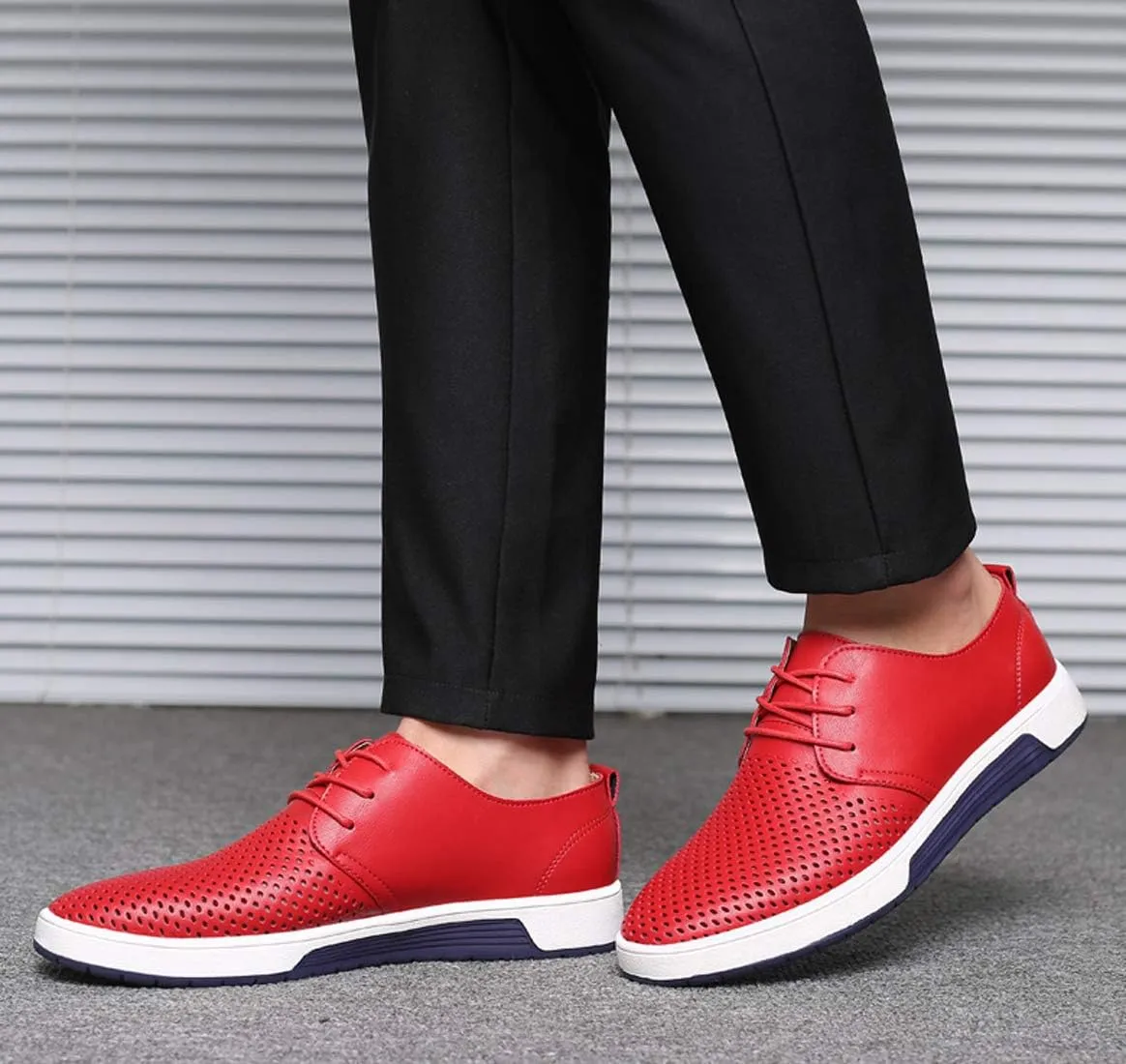 Santimon Men's Oxfords Shoes Casual Lace Up Breathable Formal Dress Mens Slip On Sneakers