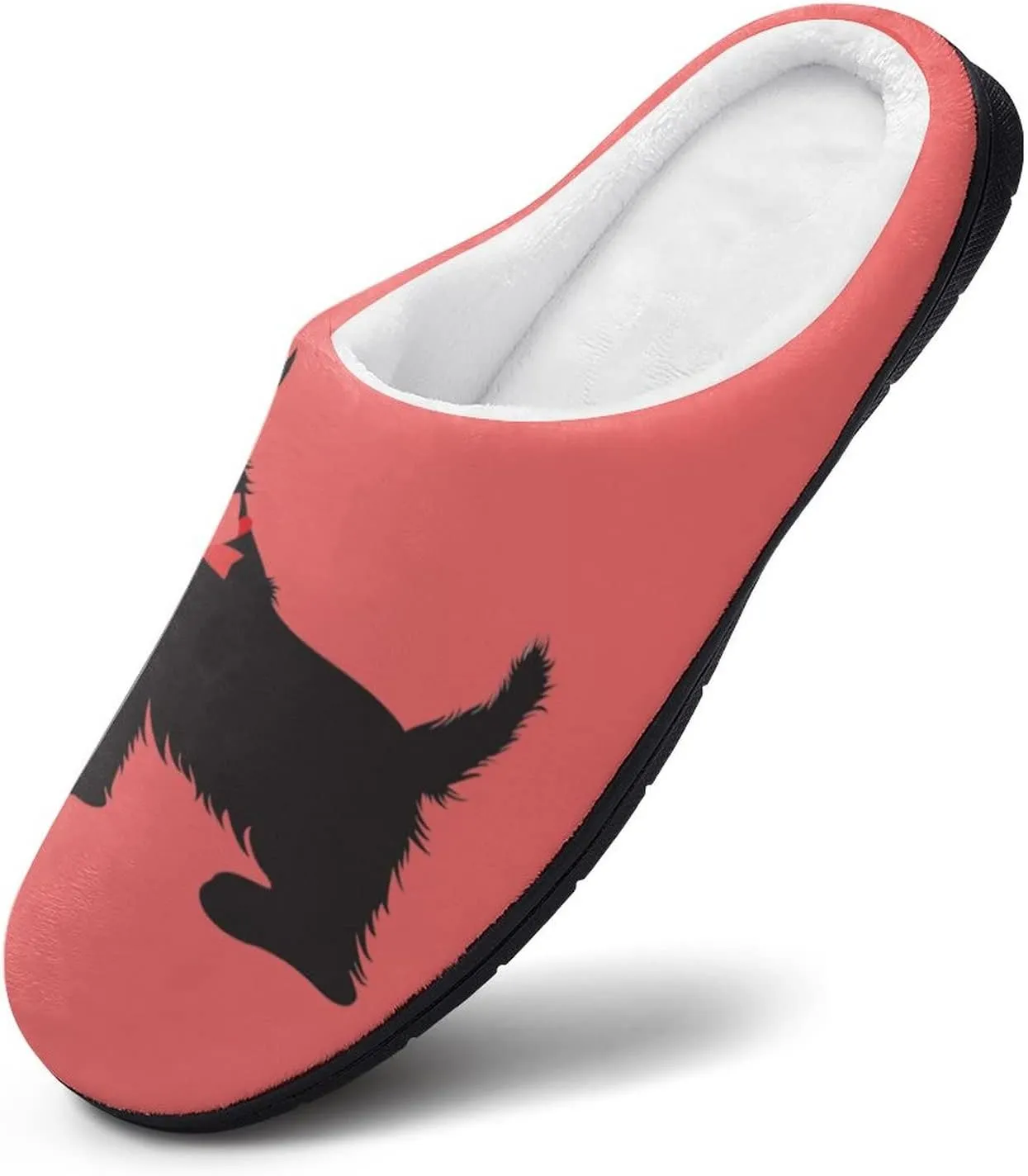 Scottie Dog Funny Pattern Cotton Slippers Memory Foam House Slippers Closed Toe Winter Warm Shoes