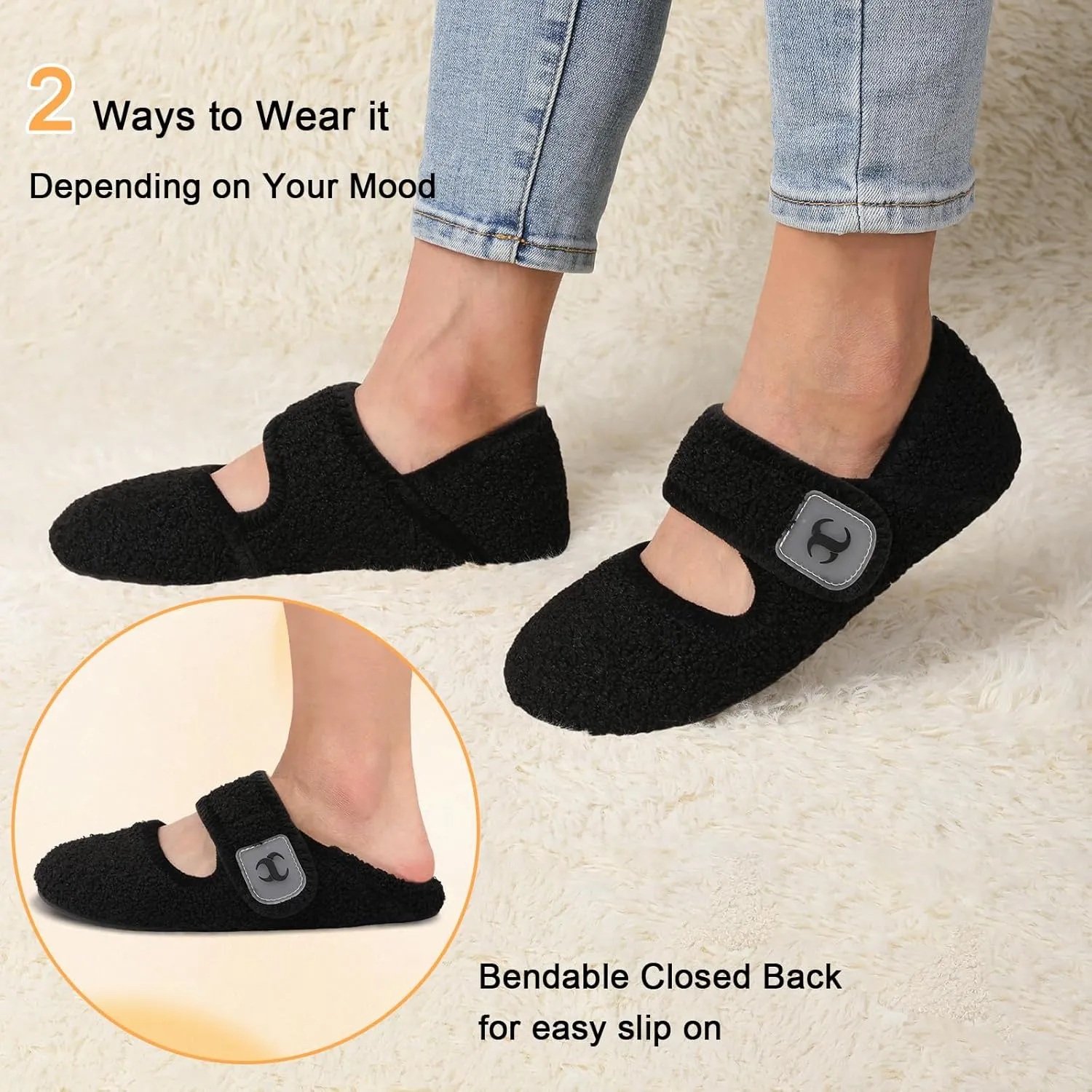 Scurtain Comfy House Slippers for Women Men Wide Diabetic Sock Slippers Soft Slip On Slippers Cozy Barefoot House Shoes