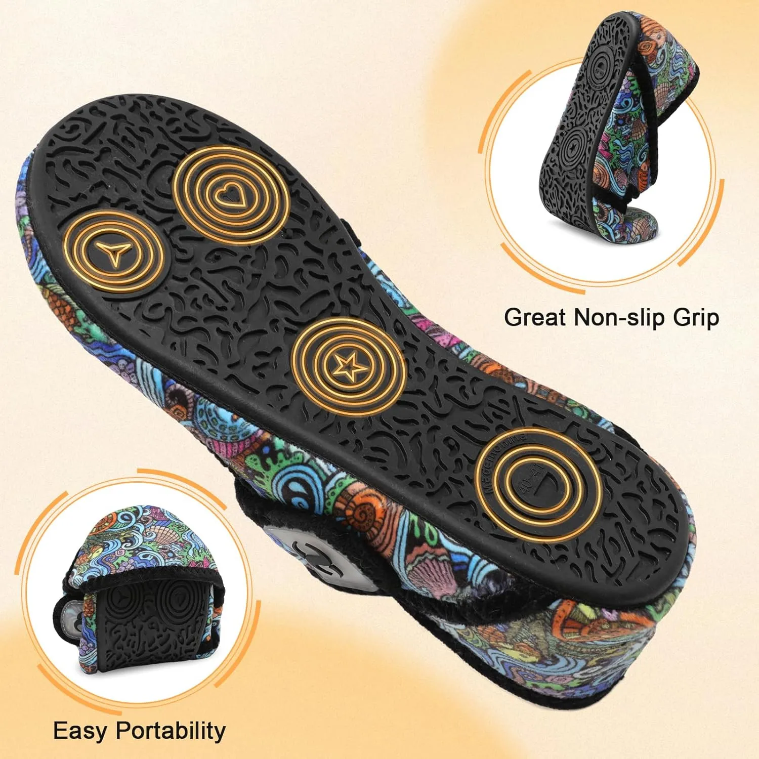 Scurtain Comfy House Slippers for Women Men Wide Diabetic Sock Slippers Soft Slip On Slippers Cozy Barefoot House Shoes