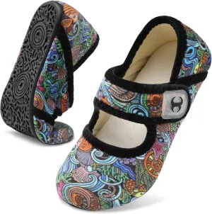 Scurtain Comfy House Slippers for Women Men Wide Diabetic Sock Slippers Soft Slip On Slippers Cozy Barefoot House Shoes
