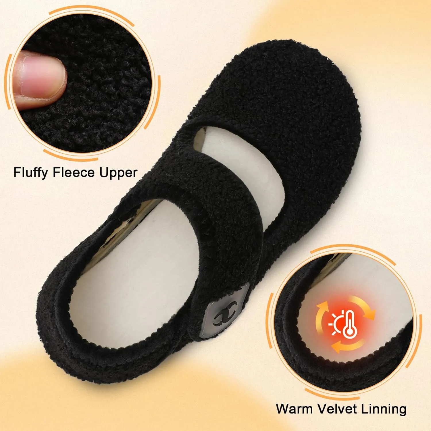 Scurtain Comfy House Slippers for Women Men Wide Diabetic Sock Slippers Soft Slip On Slippers Cozy Barefoot House Shoes