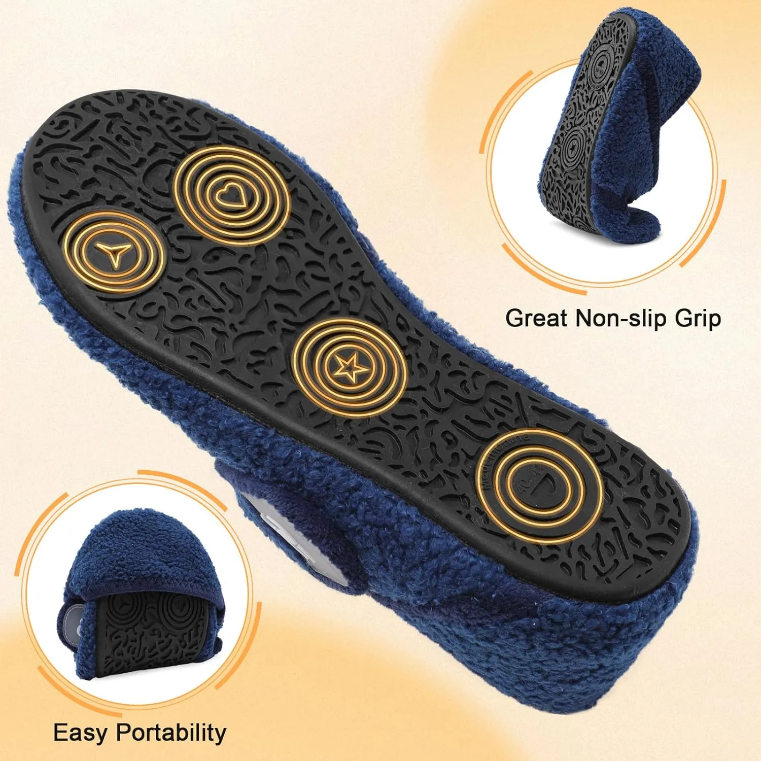 Scurtain Comfy House Slippers for Women Men Wide Diabetic Sock Slippers Soft Slip On Slippers Cozy Barefoot House Shoes