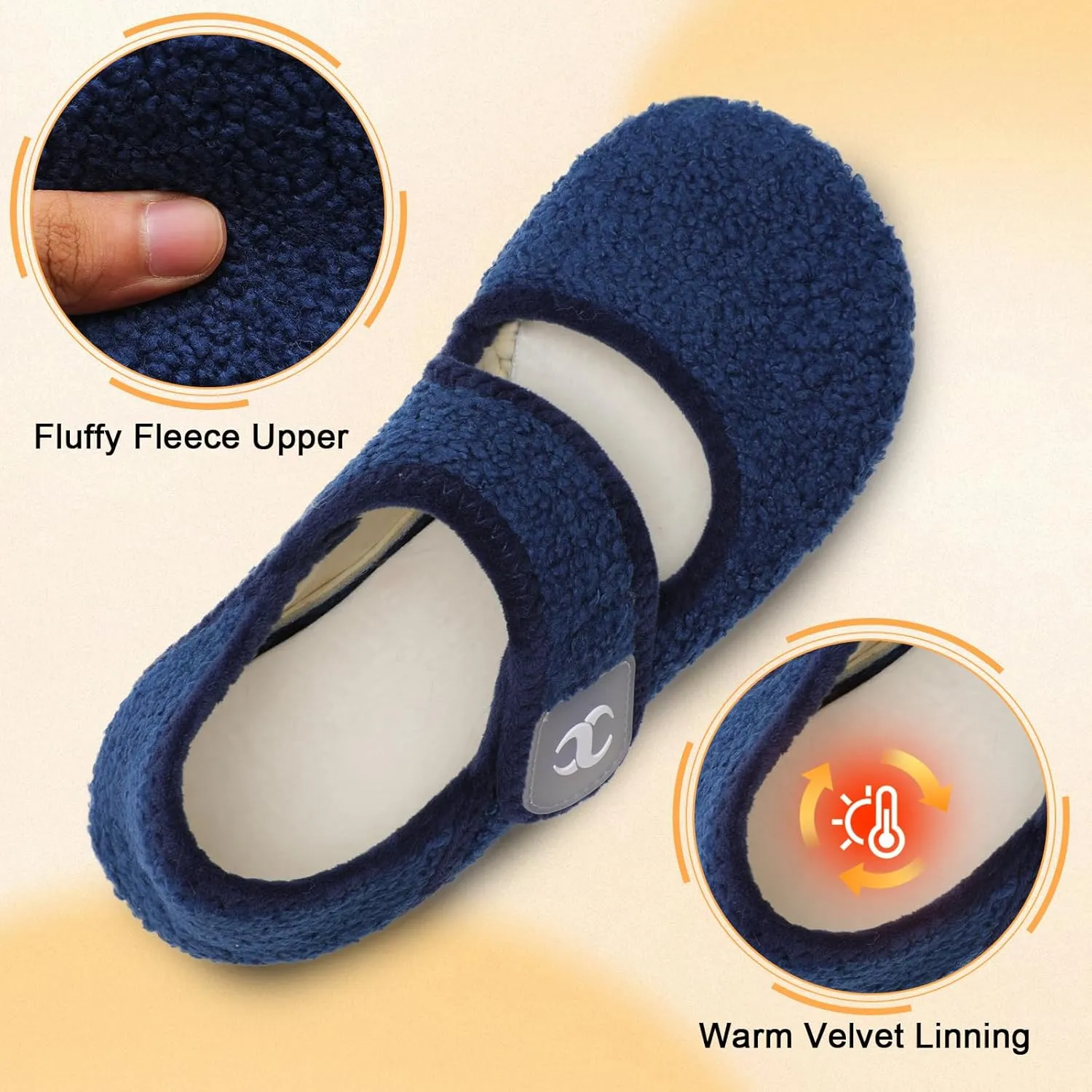 Scurtain Comfy House Slippers for Women Men Wide Diabetic Sock Slippers Soft Slip On Slippers Cozy Barefoot House Shoes