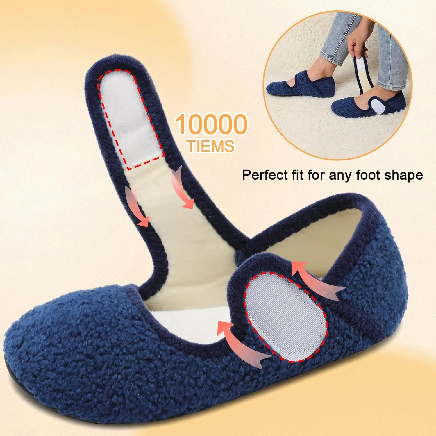 Scurtain Comfy House Slippers for Women Men Wide Diabetic Sock Slippers Soft Slip On Slippers Cozy Barefoot House Shoes