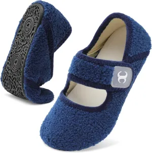 Scurtain Comfy House Slippers for Women Men Wide Diabetic Sock Slippers Soft Slip On Slippers Cozy Barefoot House Shoes