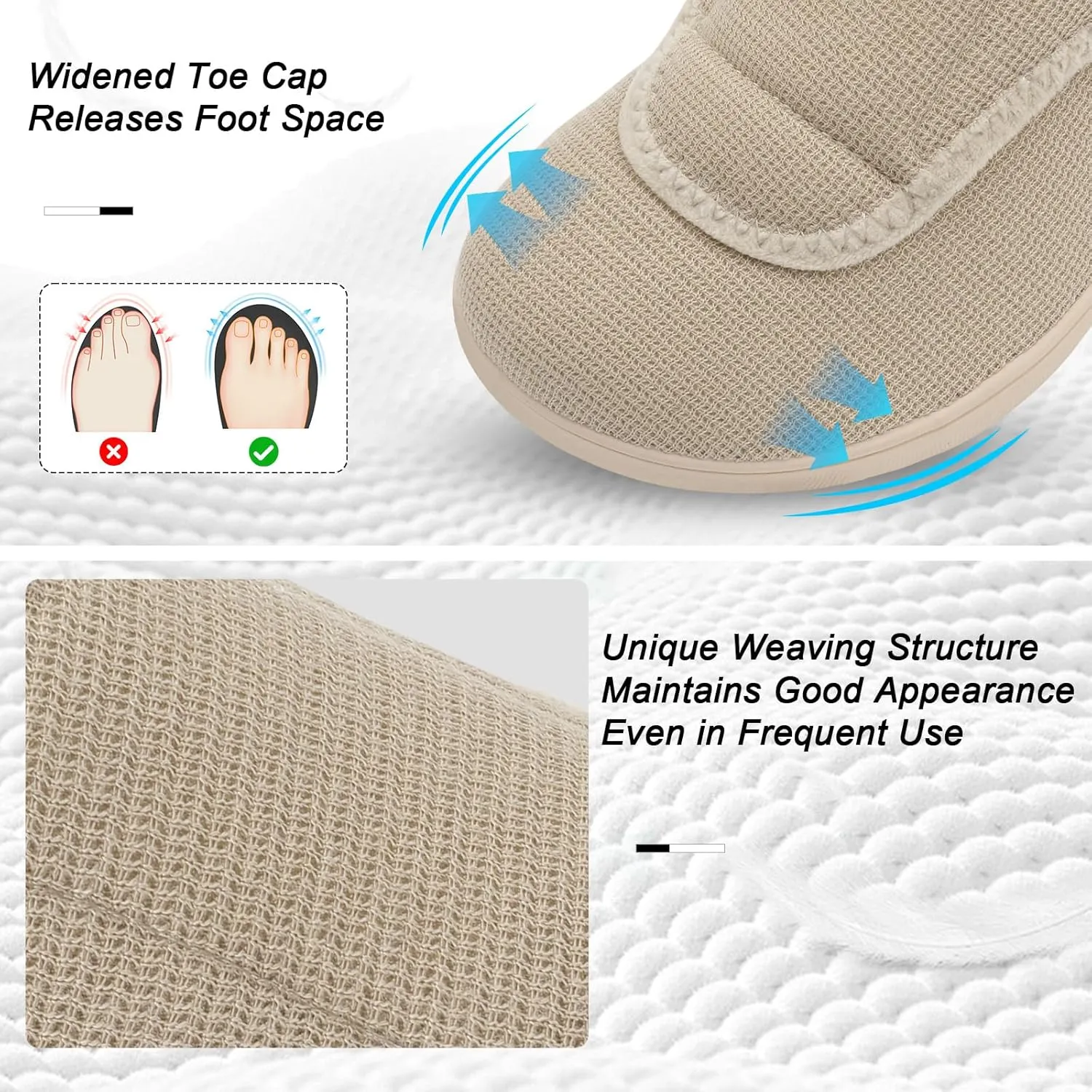 Scurtain Womens Slippers Comfy Wide Diabetic Slippers Adjustable Walking Shoes Neuropathy Orthopedic Recovery House Shoes