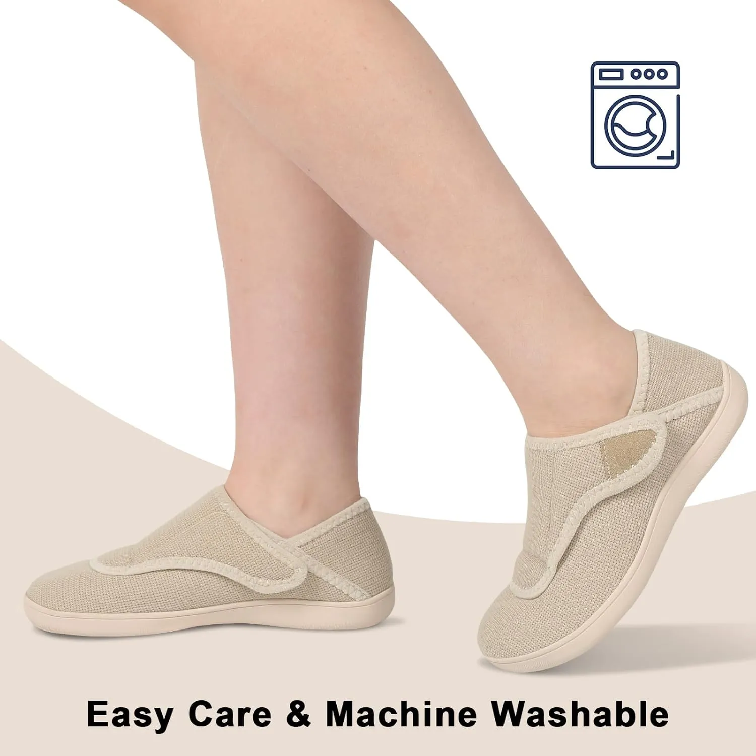 Scurtain Womens Slippers Comfy Wide Diabetic Slippers Adjustable Walking Shoes Neuropathy Orthopedic Recovery House Shoes