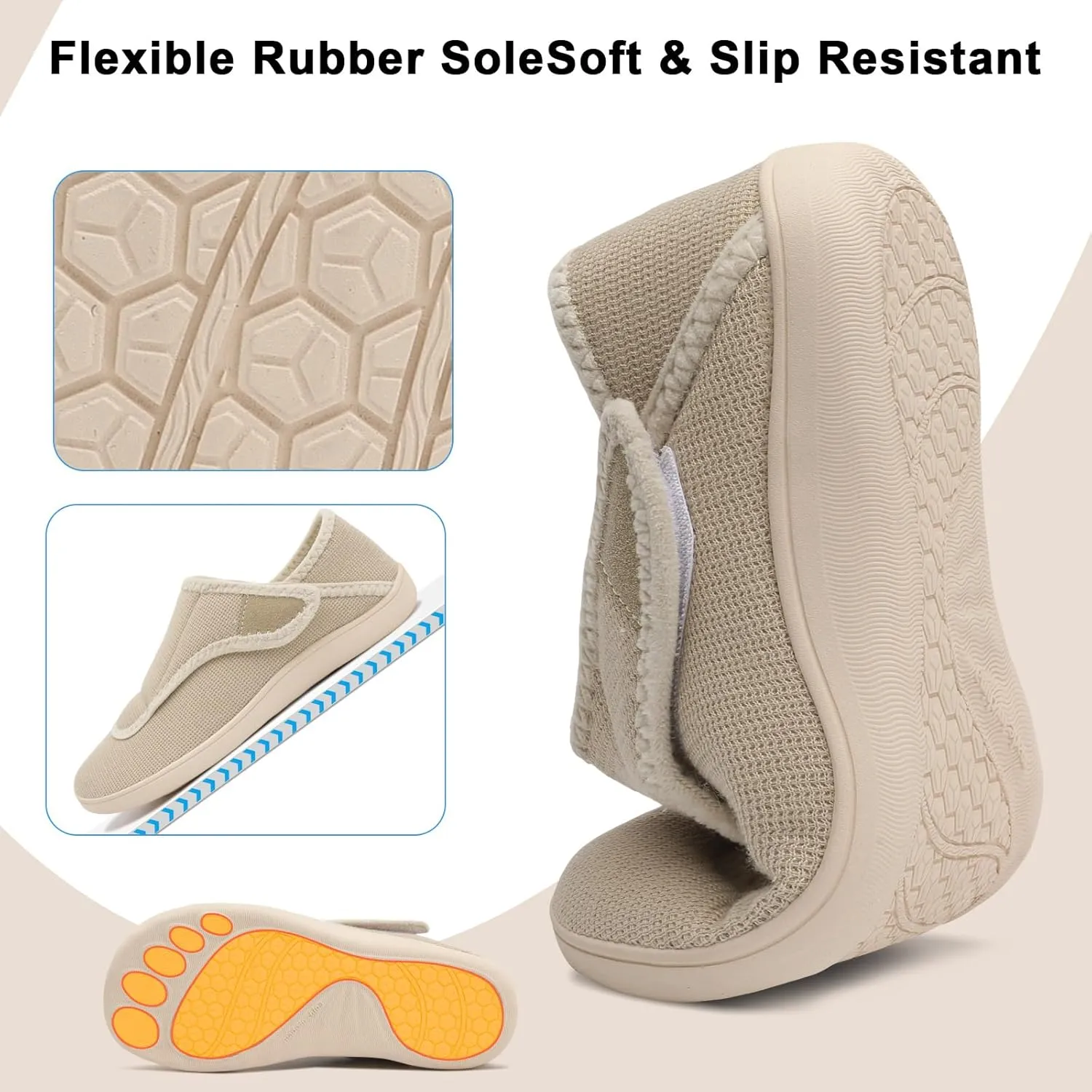Scurtain Womens Slippers Comfy Wide Diabetic Slippers Adjustable Walking Shoes Neuropathy Orthopedic Recovery House Shoes