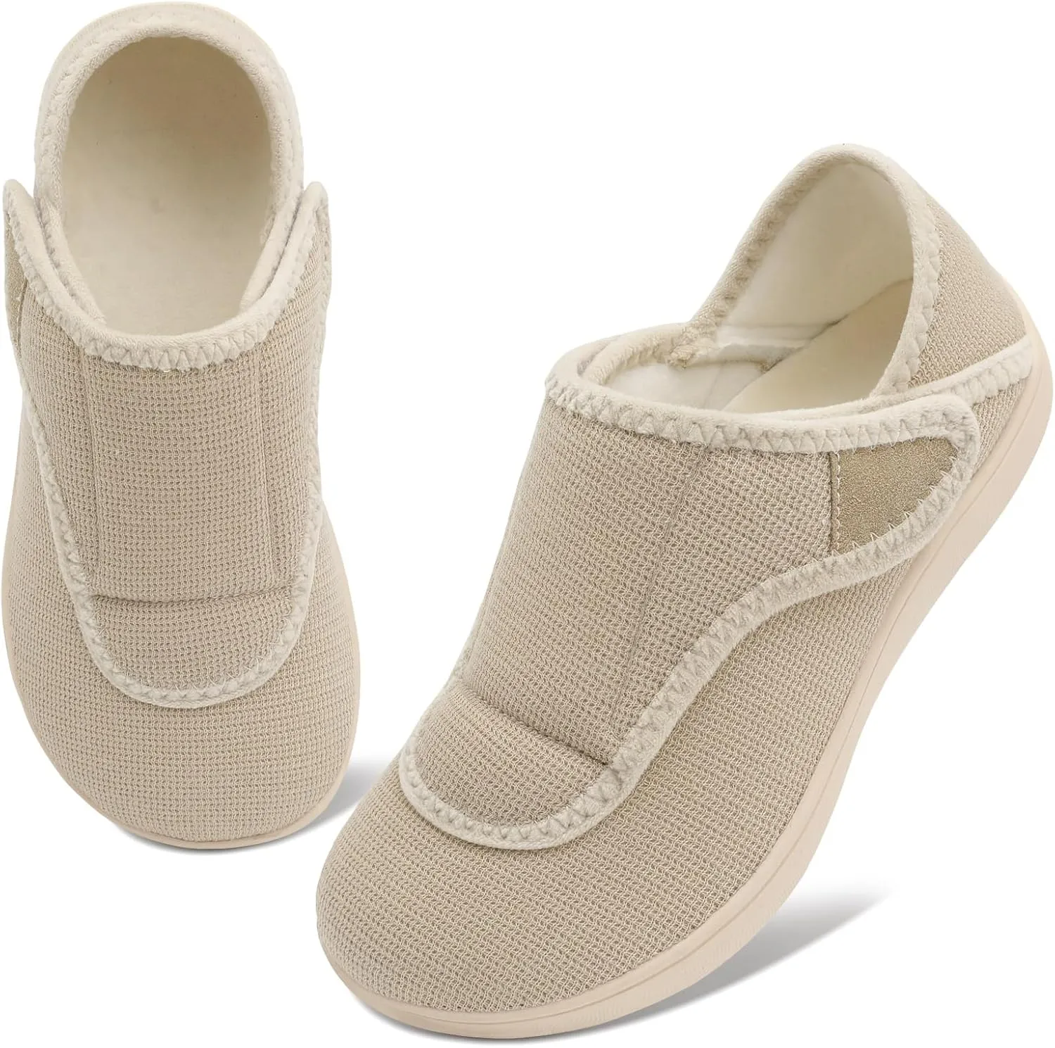 Scurtain Womens Slippers Comfy Wide Diabetic Slippers Adjustable Walking Shoes Neuropathy Orthopedic Recovery House Shoes