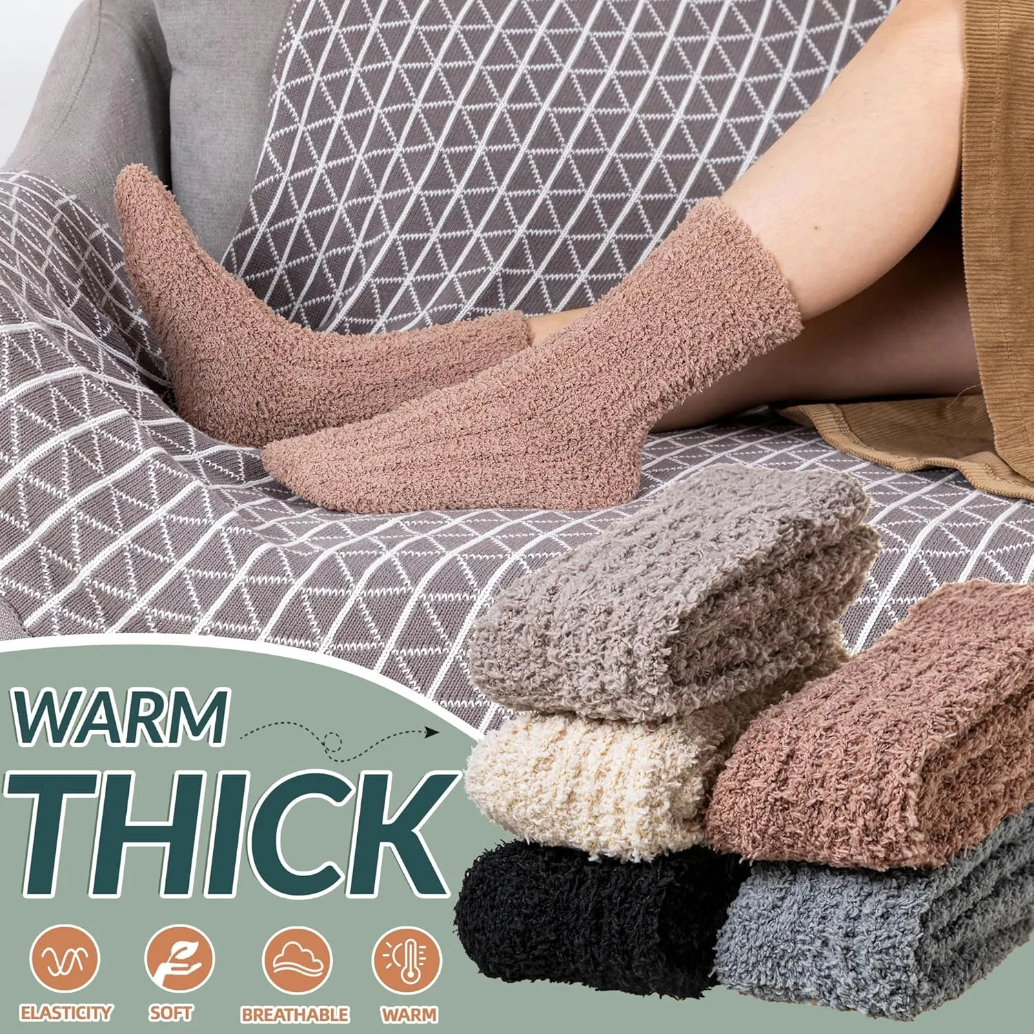 SeeyAN Womens Fuzzy Socks Fluffy Warm Slipper Winter Comfy Thermal Cozy Plush Sleep Home Cabin Socks
