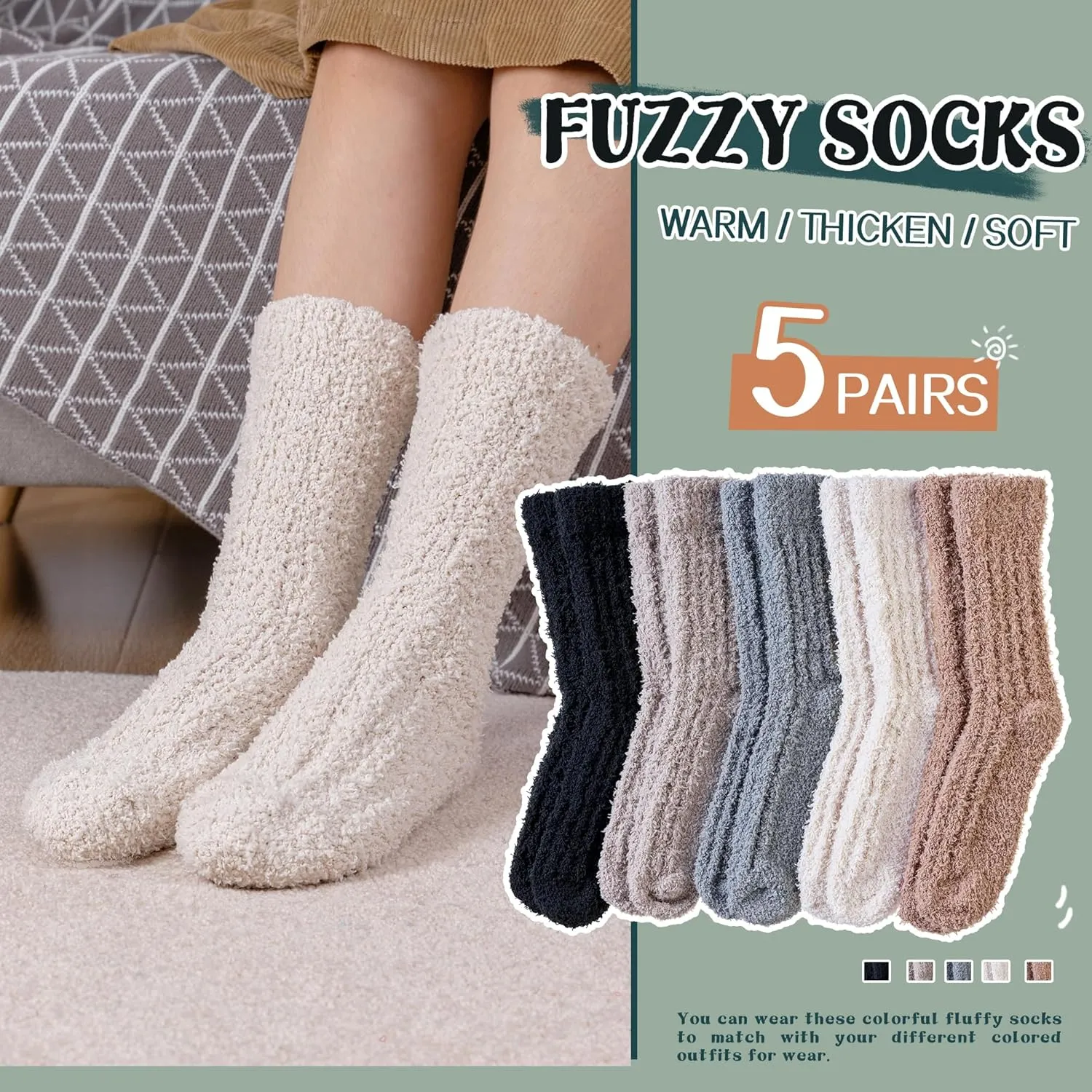 SeeyAN Womens Fuzzy Socks Fluffy Warm Slipper Winter Comfy Thermal Cozy Plush Sleep Home Cabin Socks