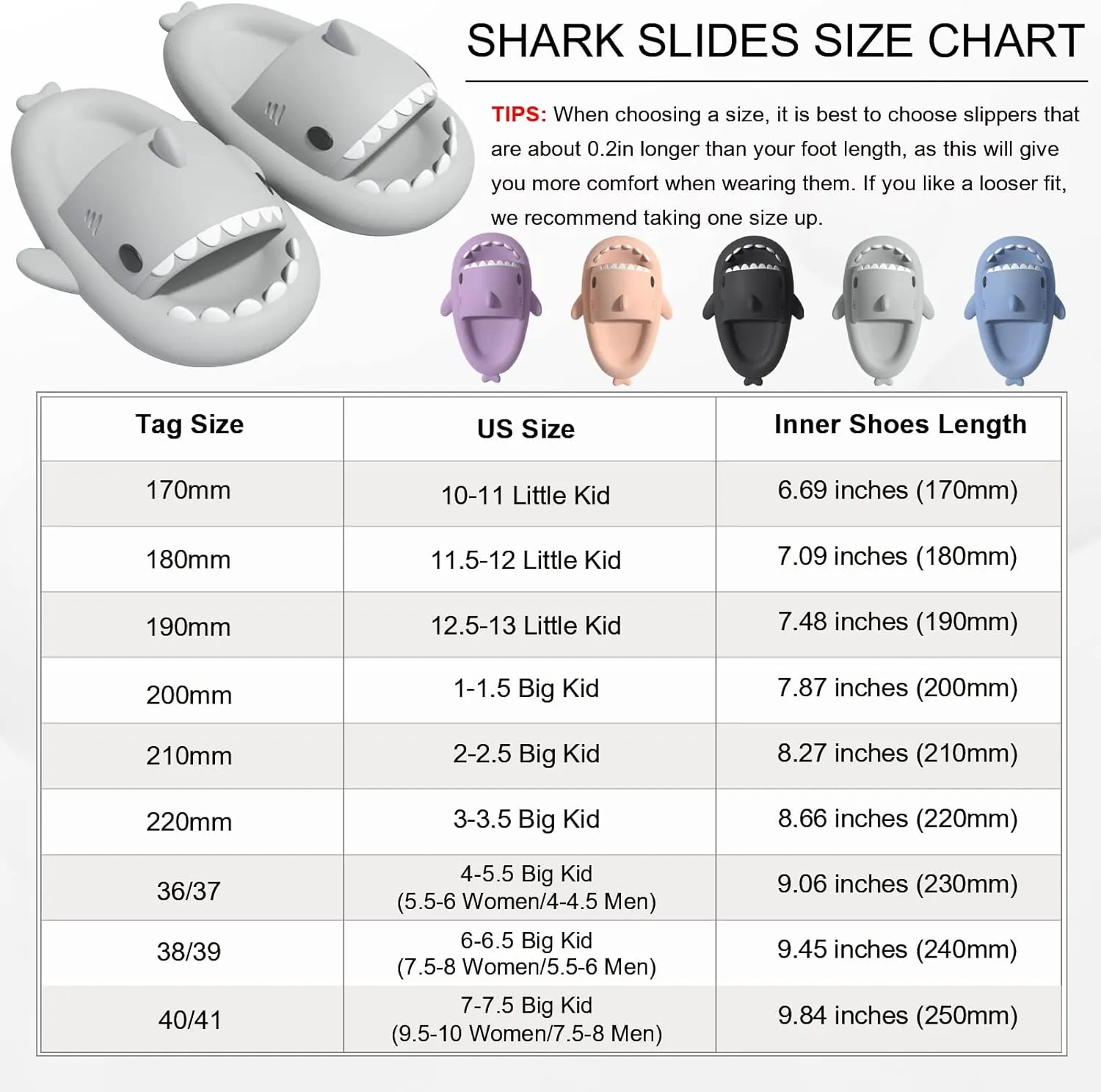 Shark Slides for Kids, Cute Non-Slip Thick Sole Cloud Slippers, Quick Dry Comfy Slippers