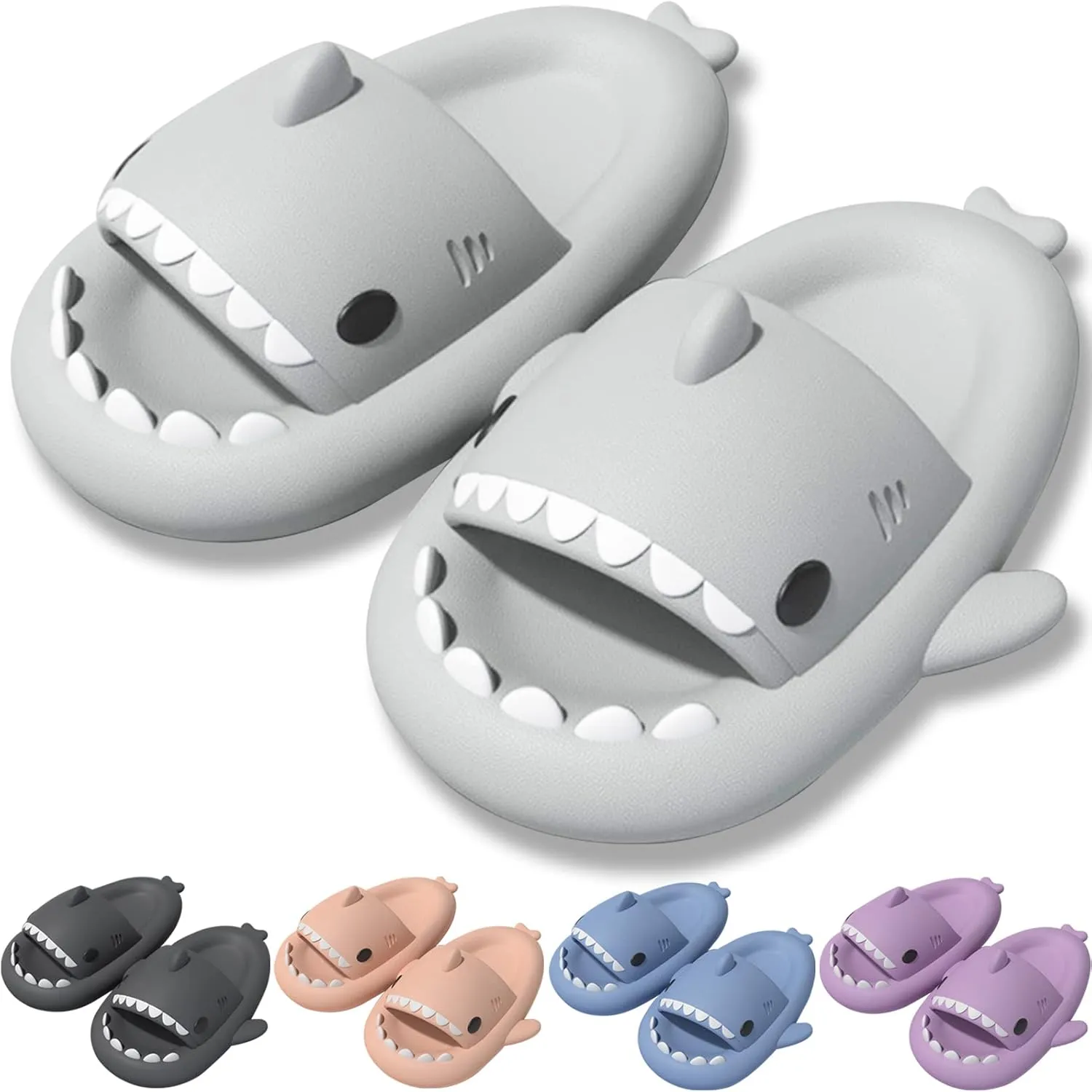 Shark Slides for Kids, Cute Non-Slip Thick Sole Cloud Slippers, Quick Dry Comfy Slippers