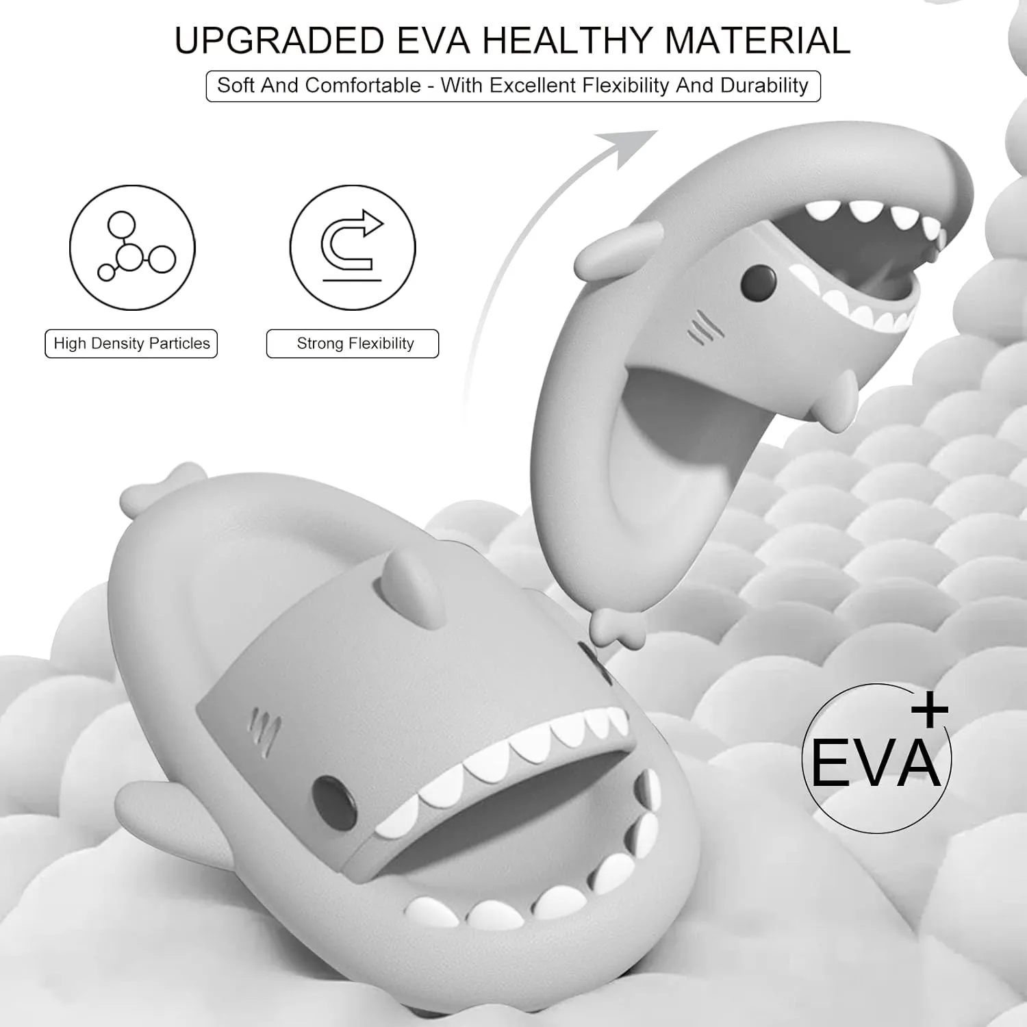 Shark Slides for Kids, Cute Non-Slip Thick Sole Cloud Slippers, Quick Dry Comfy Slippers