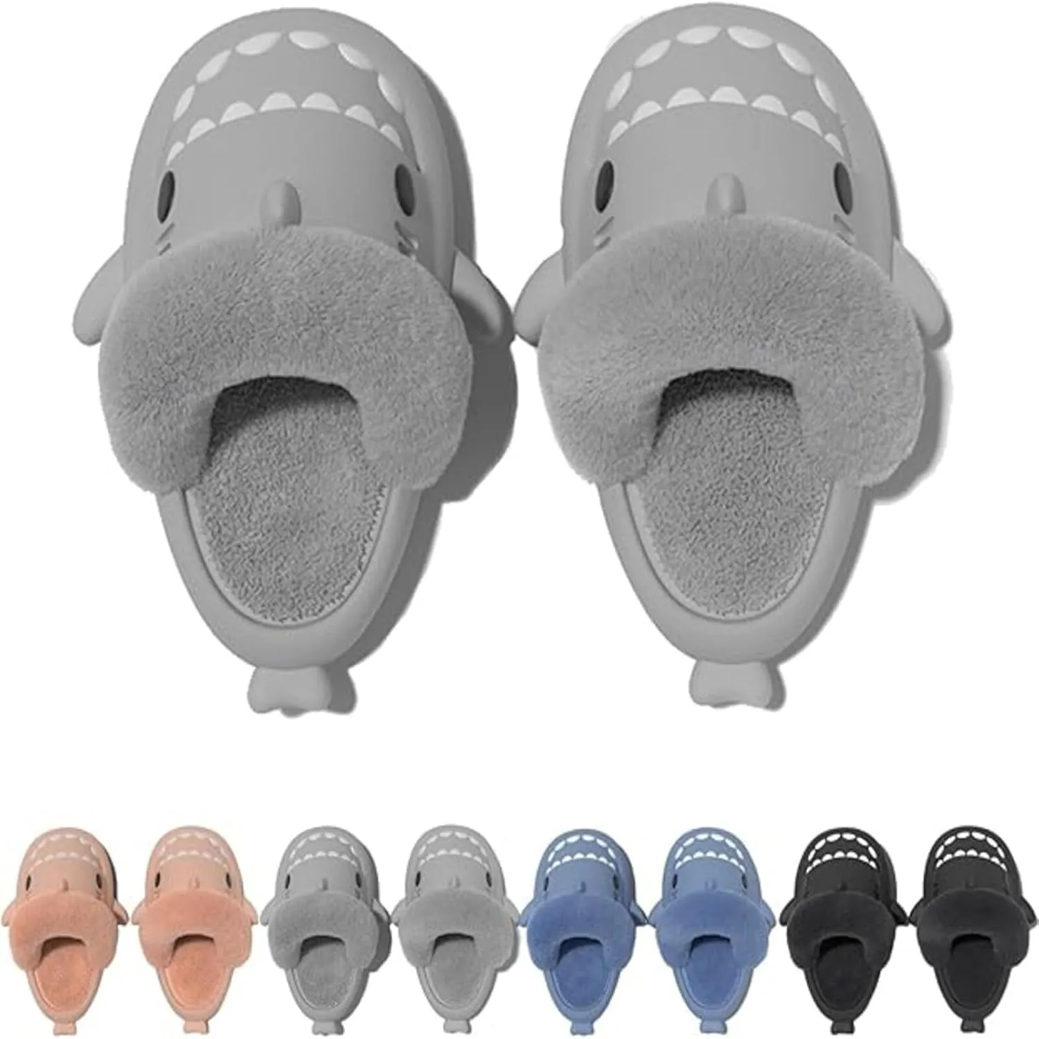 Sharklas Originales Kids Polares, Summer and Winter Shark Slides Detachable Warm Fuzzy Slippers, Comfy Waterproof Slides