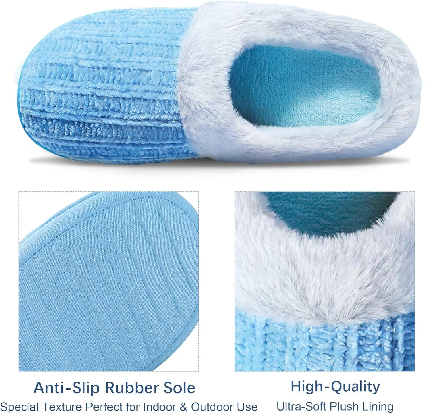 shoeslocker Womens Memory Foam Fuzzy Slippers Knitted House Slippers for Women Comfy Slip-On Warm House Shoes