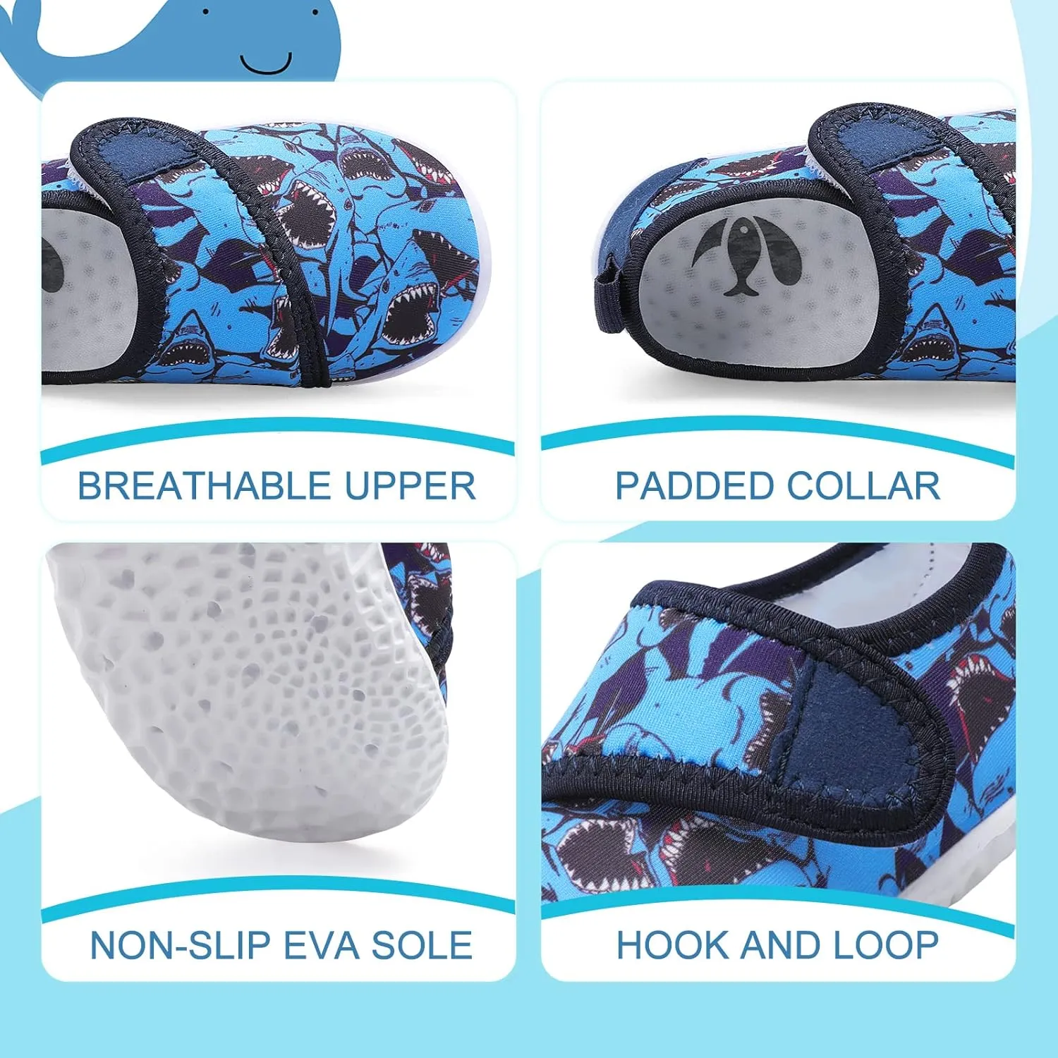 shopUAL Toddler Water Shoes Kids Girls Boys Beach Aqua Socks Skin Barefoot Walking Water Shoes Quick Dry Non-Slip Breathable Swim Pool Surf