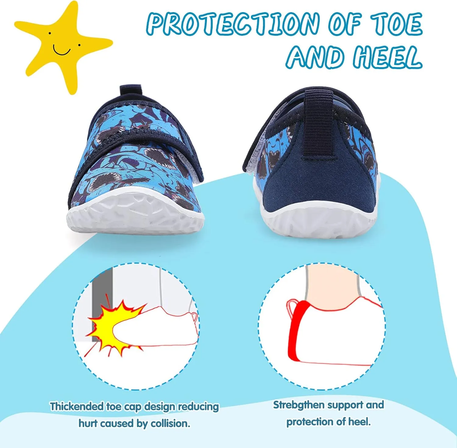 shopUAL Toddler Water Shoes Kids Girls Boys Beach Aqua Socks Skin Barefoot Walking Water Shoes Quick Dry Non-Slip Breathable Swim Pool Surf