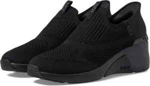 Skechers Women's A-Wedge-Crecent Hands Free Slip-ins Sneaker, Black/Black, 7
