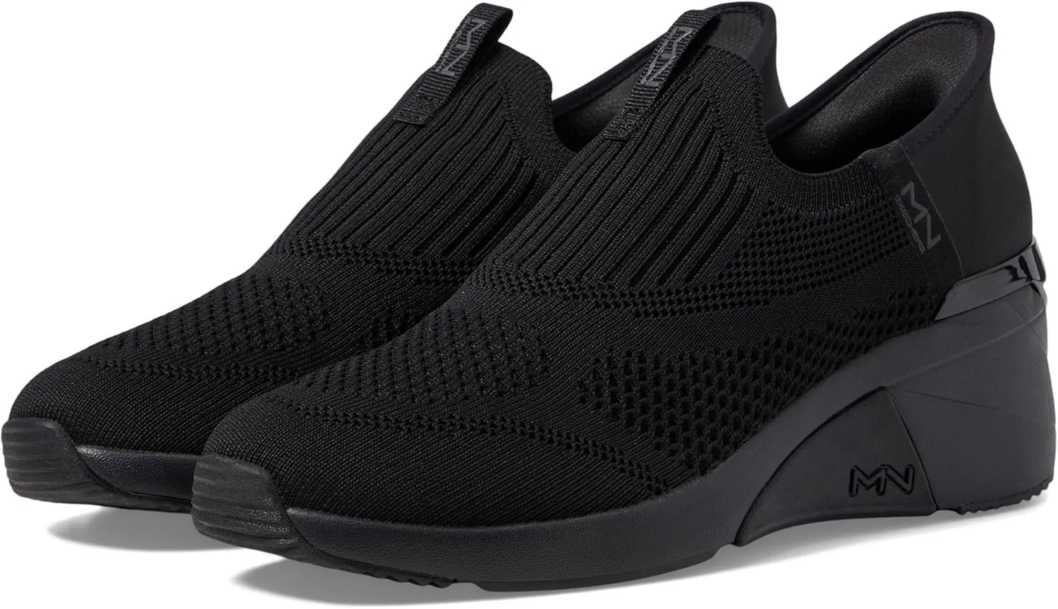Skechers Women's A-Wedge-Crecent Hands Free Slip-ins Sneaker, Black/Black, 7