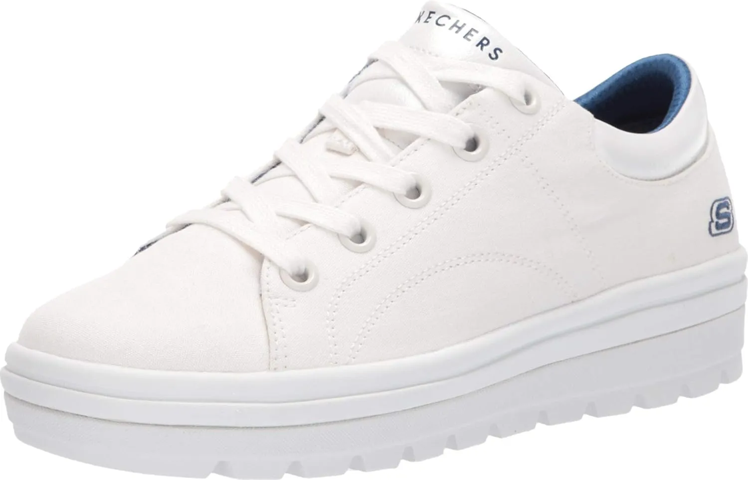 Skechers Women's Street Cleat. Canvas Contrast Stitch Lace Up Sneaker