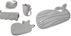 Skip Hop Moby Baby Bath Essential Set, Grey & Non-Slip Baby Bath Mat, Moby, Grey