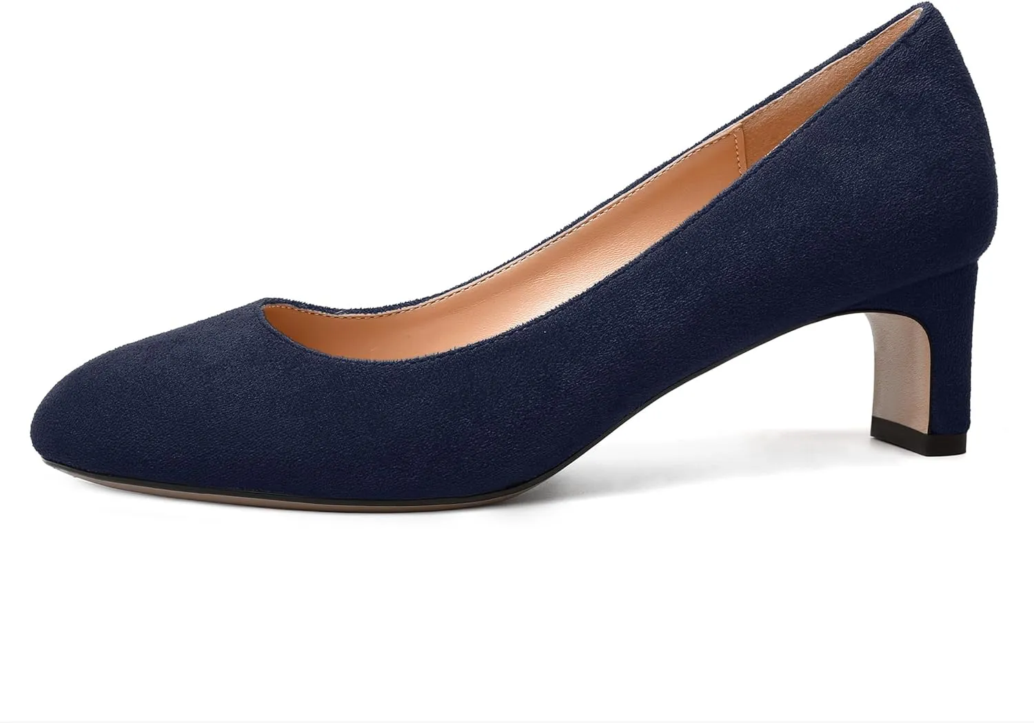 SKYSTERRY Womens Dating Cute Suede Round Toe Slip On Chunky Low Heel Pumps Shoes 2 Inch