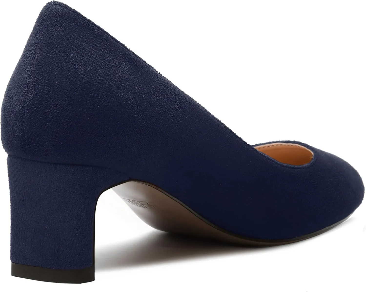 SKYSTERRY Womens Dating Cute Suede Round Toe Slip On Chunky Low Heel Pumps Shoes 2 Inch