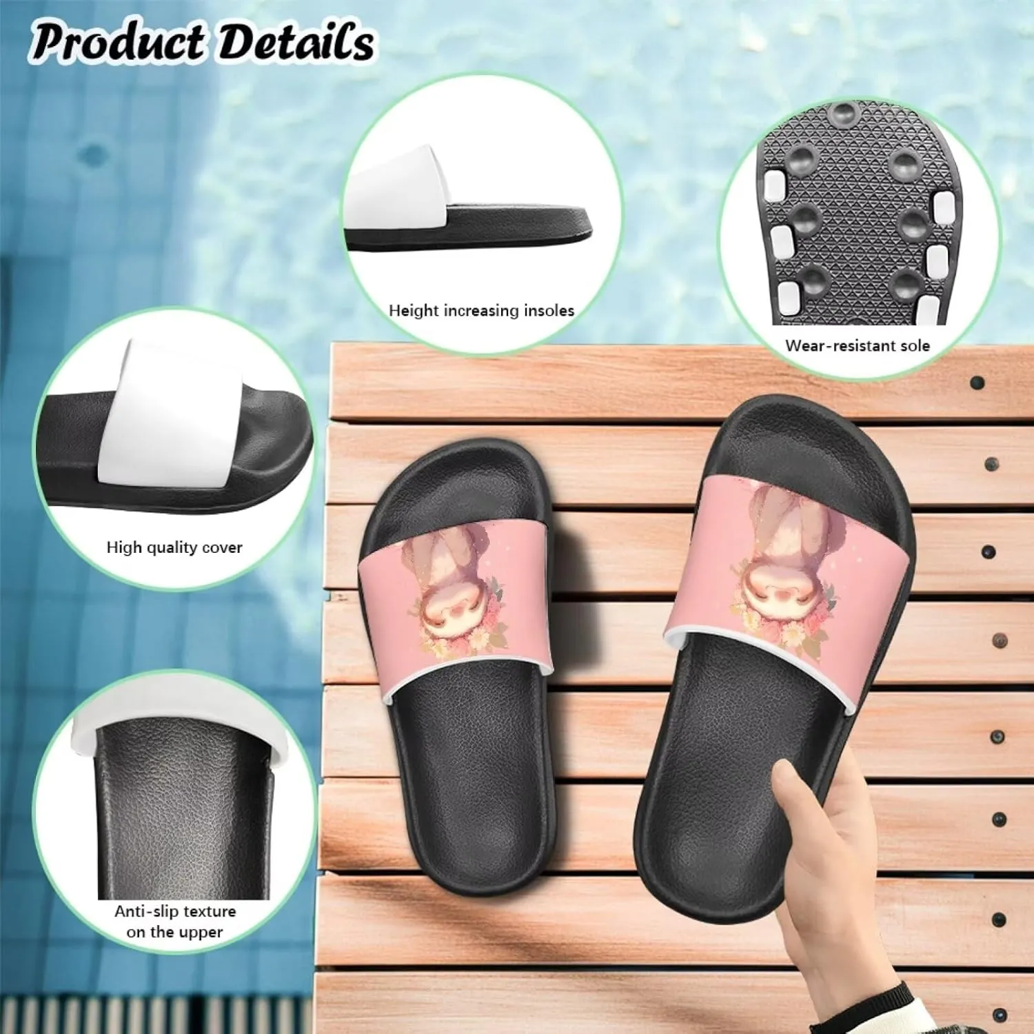 Slides for Girls Slides for Girls Toddler Slippers Shower Bathroom Non-Slip Open Toe Super Comfy Home House Slide Sandals