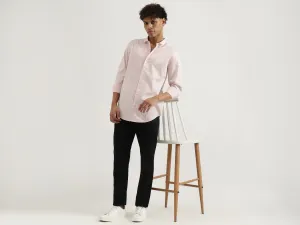 Slim Spread Collar Solid Shirt