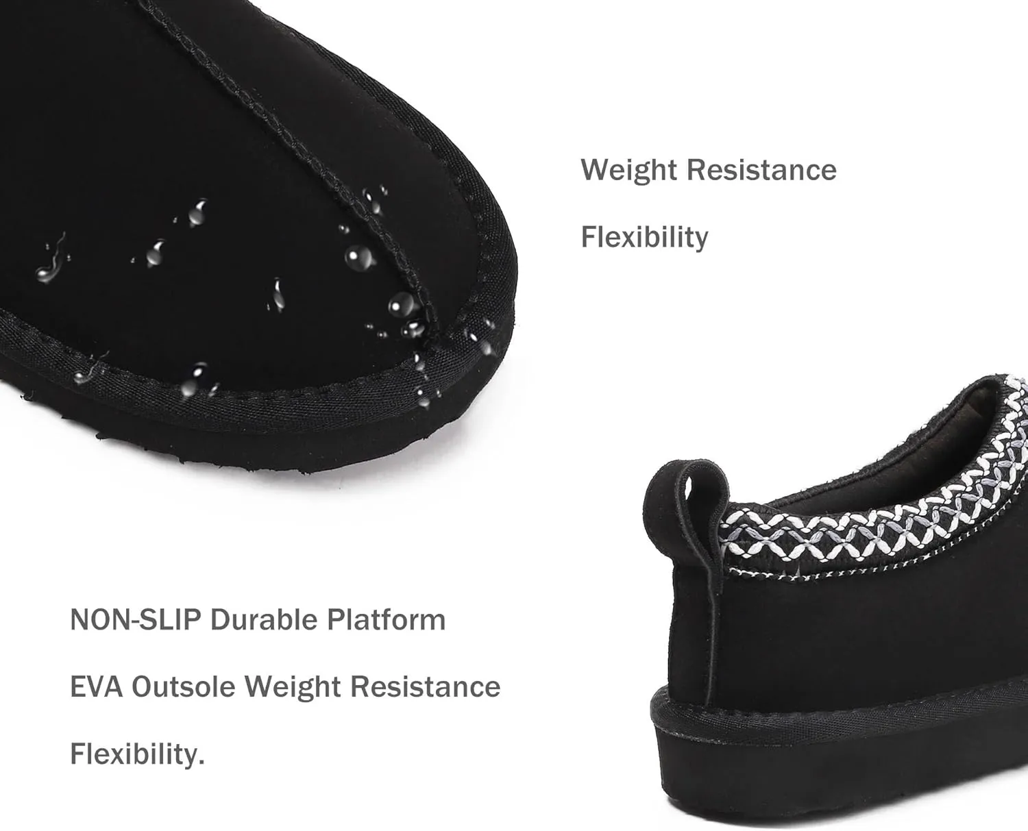 Slippers for Women Genuine Suede Water Resistant Women's Slippers with Memory Foam and Faux Fur Lining Comfy Slippers Gifts for Women Footwear