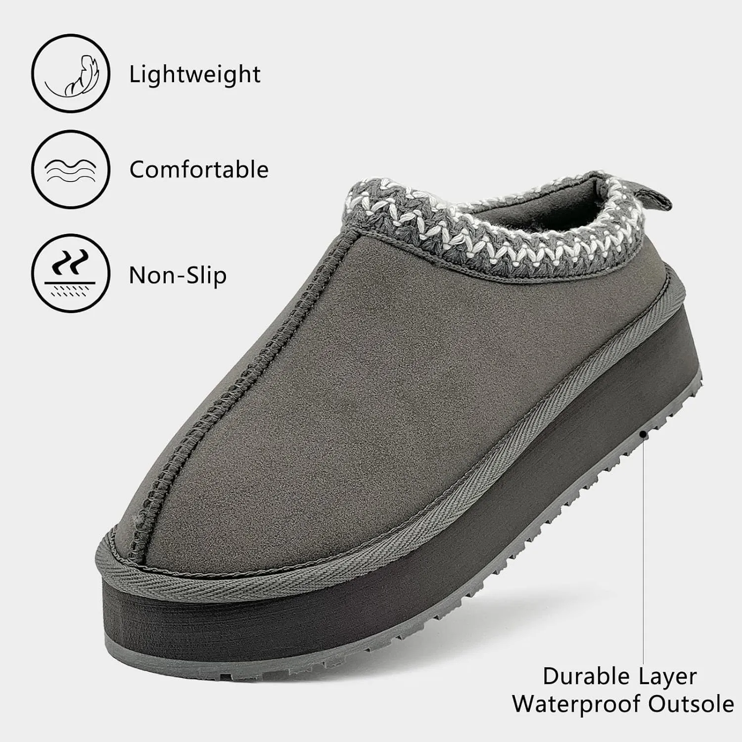Slippers for Women Platform Mini Boots Comfy Faux Fur Fuzzy Cozy Warm Winter Mules Fluffy House Shoes Indoor and Outdoor