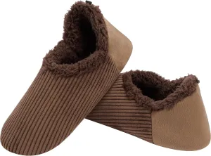 Snoozies Corduroy Slippers for Men Non-Skid, Comfy Sherpa-Lined Men Slippers House Shoes, Gifts for Him