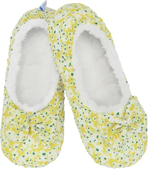 Snoozies Daisy Sherpa-Lined Slipper Socks - Fuzzy and Cute Slippers for Women with Non-Slip Sole