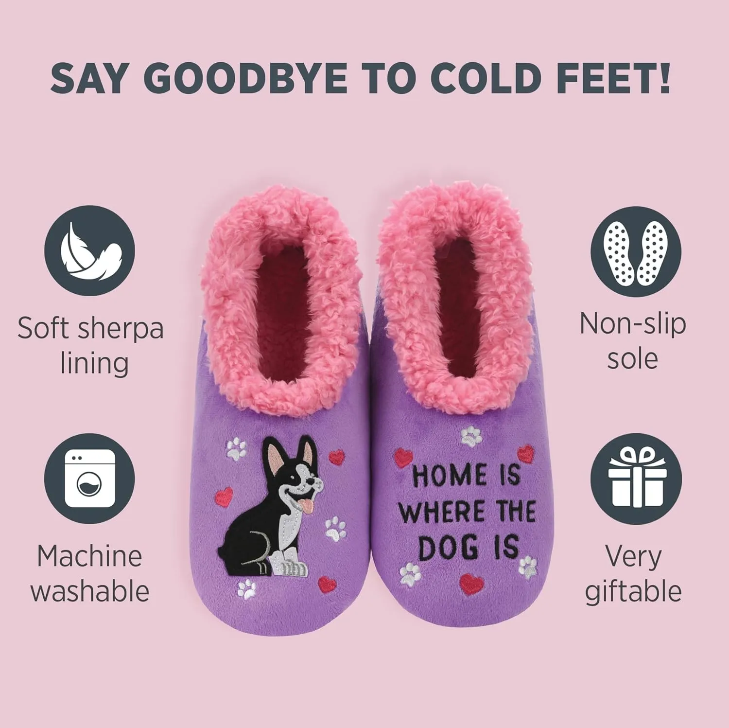 Snoozies Pairable Slipper Socks - Funny House Slippers for Women, Non-Slip Fuzzy Slipper Socks