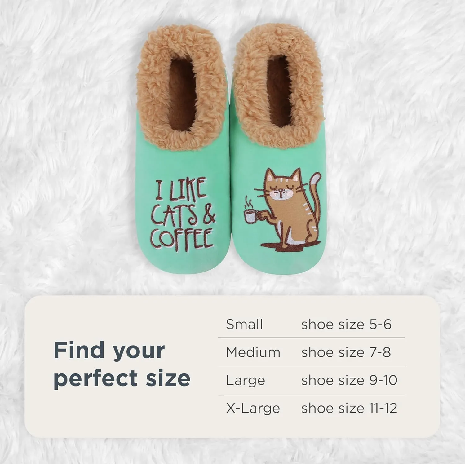 Snoozies Pairable Slipper Socks - Non-Slip Fuzzy Cat Slippers for Women